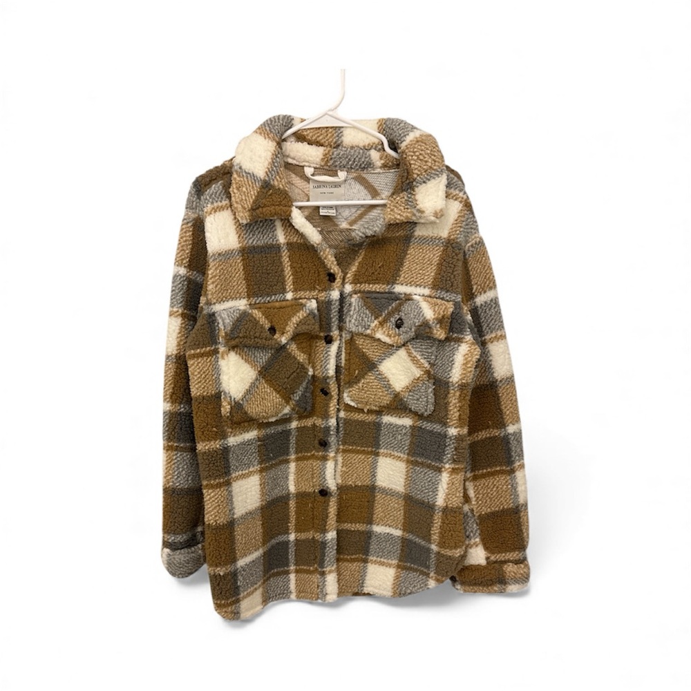 SABRINA LAUREN Plaid Sherpa Jacket